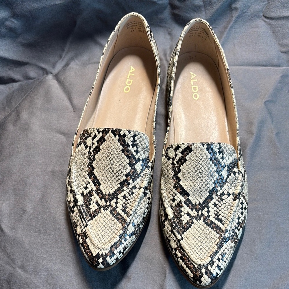 ALDO Women's Snakeskin Loafers - Black and Cream